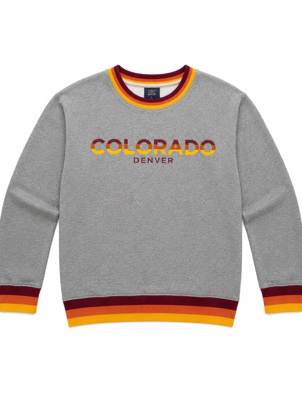 MV Sport Colorado Denver Grey Crewneck with Maroon & Gold Trim